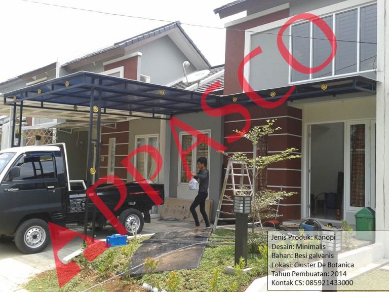Kanopi Minimalis Besi Galvanis di Cluster De Botanica