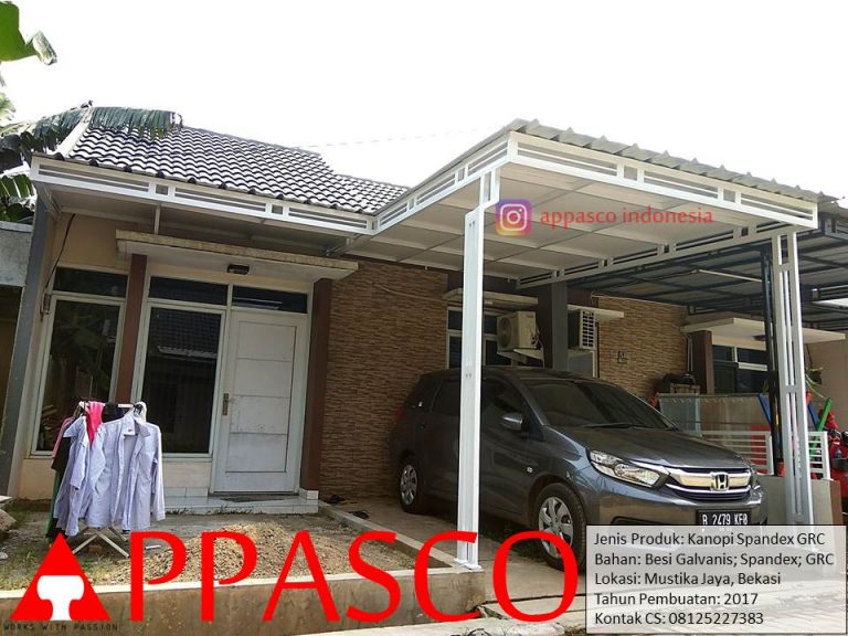 Kanopi Minimalis Spandek GRC di Mustika Jaya Bekasi