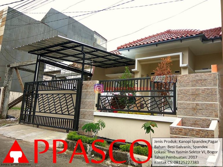 Kanopi Minimalis Spandek dan Pagar Minimalis di Taman Yasmin Sektor VI Bogor