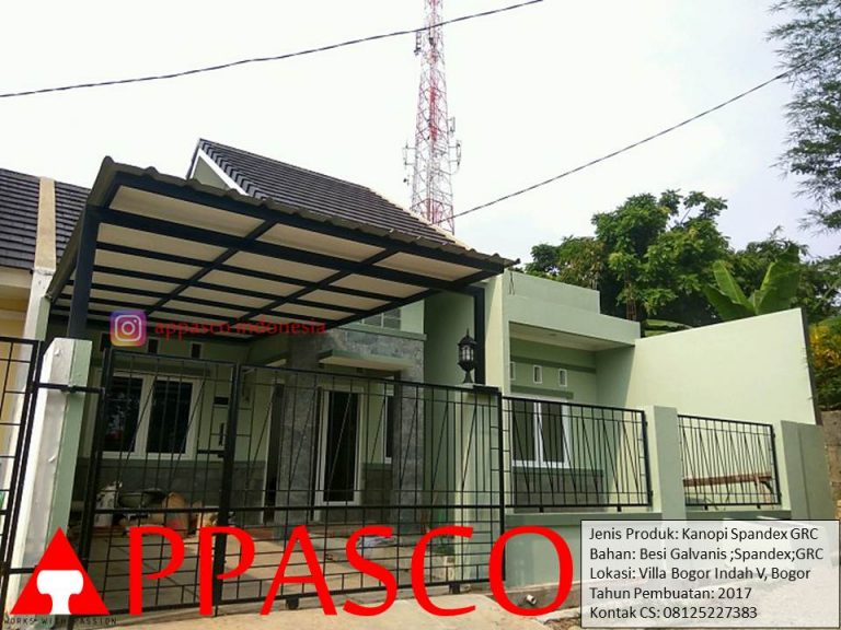 Kanopi Minimalis Spandek GRC Peredam di Villa Bogor Indah