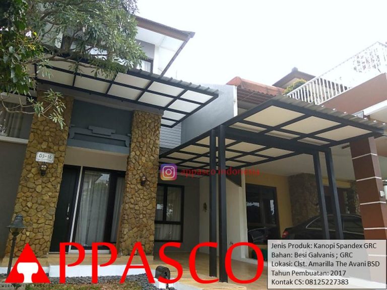 Kanopi Minimalis Modern Atap Spandex GRC Peredam di BSD