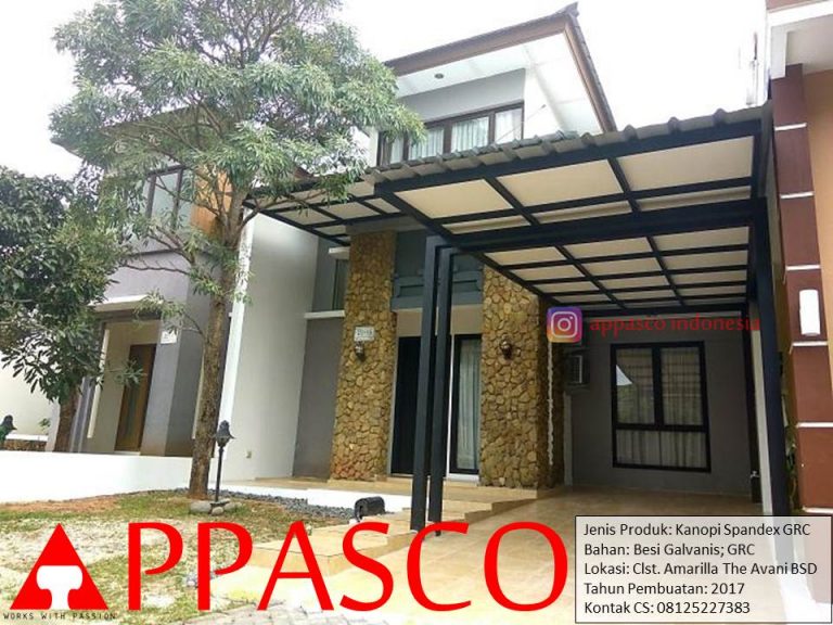 Kanopi Minimalis Spandex dengan Peredam GRC di BSD