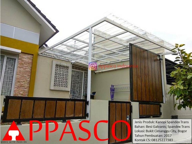 Kanopi Spandek Transparan Model Minimalis Modern di Cimanggu City Bogor