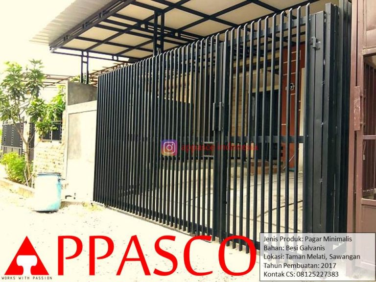Pagar Rumah Model Minimalis Modern dari Besi Galvanis di Taman Melati Sawangan