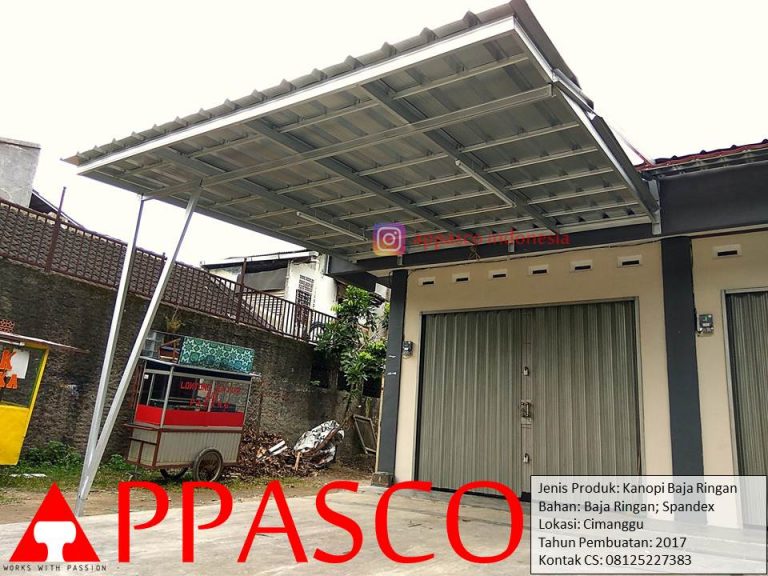 Kanopi Bajaringan Atap Spandek untuk Halaman Depan Toko di Cimanggu