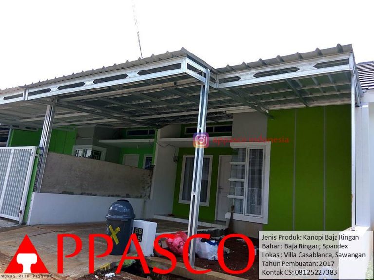 Kanopi Minimalis Modern Bajaringan Spandek di Villa Casablanca Sawangan