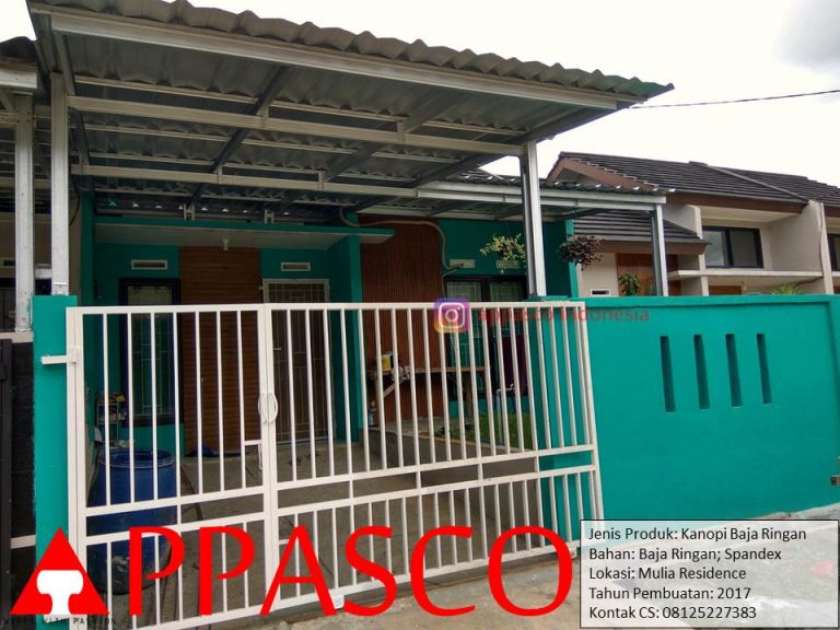 Kanopi Minimalis Tiang Bajaringan Atap Spandek di Mulia Residence