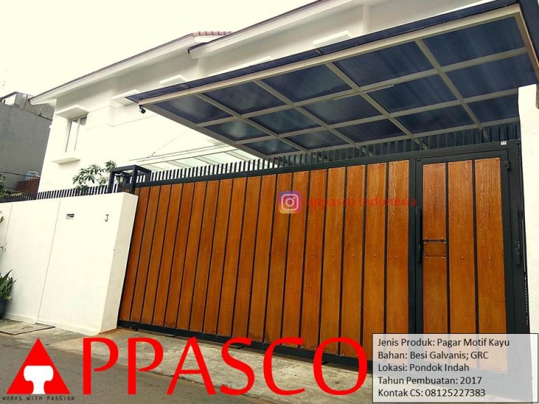 Pagar Dorong Minimalis Motif Kayu GRC di Pondok Indah