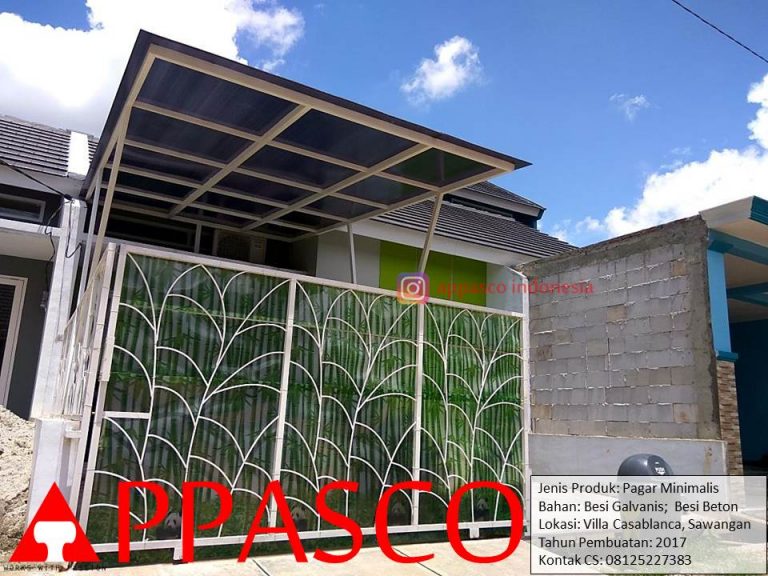 Pagar Minimalis Modern Motif Daun di Villa Casablanca Sawangan