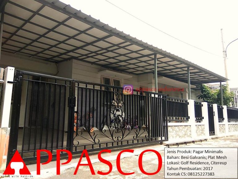 Pagar Rumah Model Minimalis Motif Garis Vertikal Plat Mesh di Citeureup