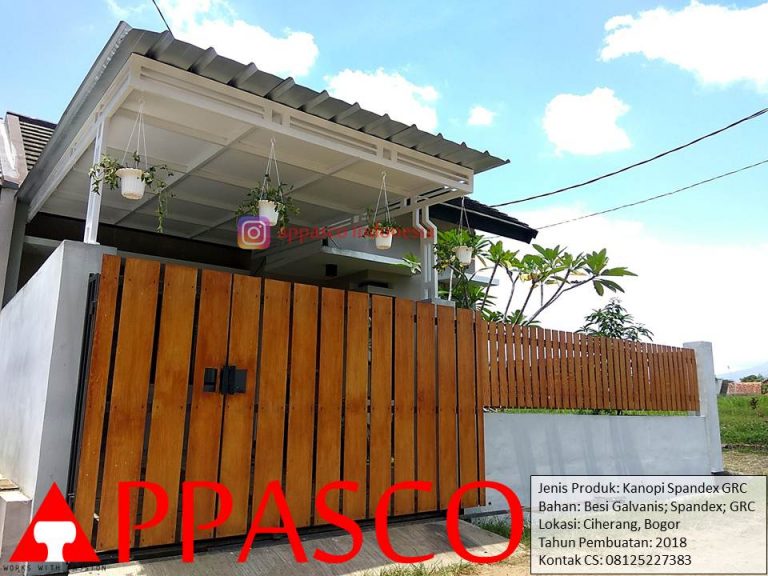 Kanopi Minimalis Atap Spandek dengan Peredam GRC di Ciherang Bogor