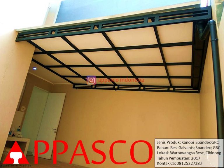 Kanopi Simple Besi Galvanis Spandek Peredam GRC di Cibinong