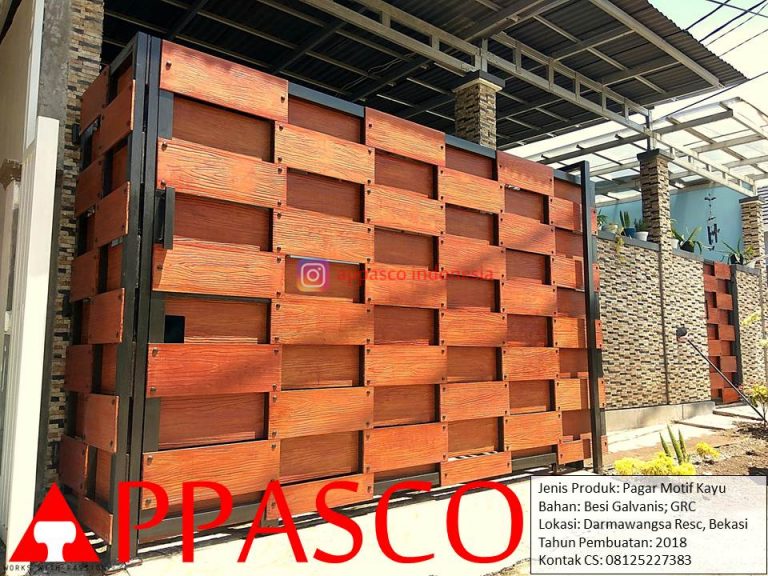 Pagar Rumah Minimalis Motif Unik Kayu Berseni di Darmawangsa Residence Bekasi