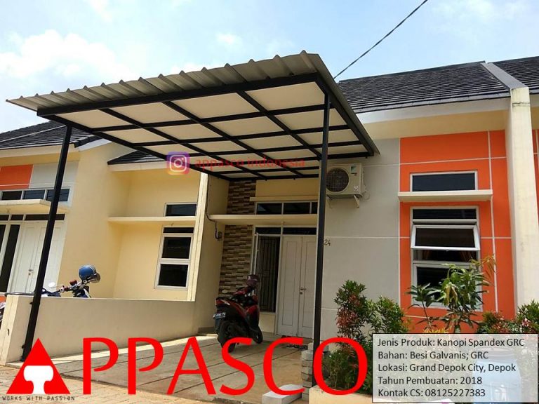 Kanopi Spandek GRC dengan Besi Galvanis di Grand Depok City