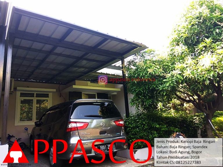 Kanopi Baja Ringan Cat Hitam Atap Spandek Minimalis di Budi Agung Bogor