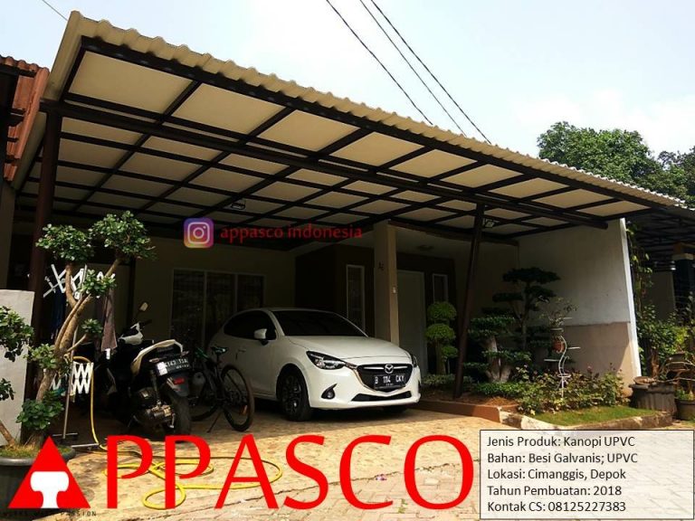 Kanopi Minimalis Cantik Keren Atap UPVC dengan Plafon Peredam di Cimanggis Depok