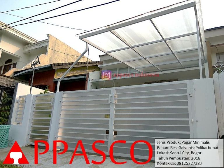 Pagar Minimalis Modern Besi Galvanis dan Polikarbonat di Sentul City