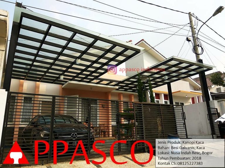 Kanopi Modern Mewah Atap Kaca di Nusa Indah Residence Bogor