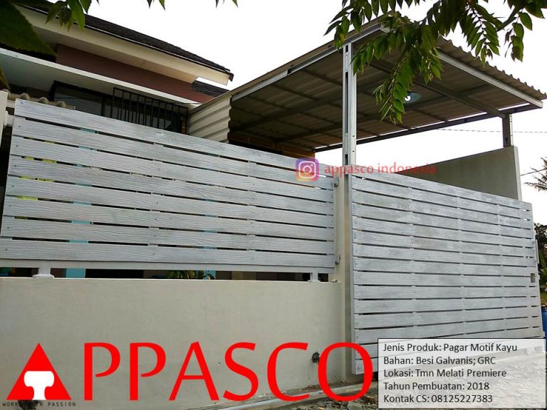 Pagar Klasik Minimalis Kayu Shabby Chic dari GRC di Taman Melati Premier Sawangan Depok