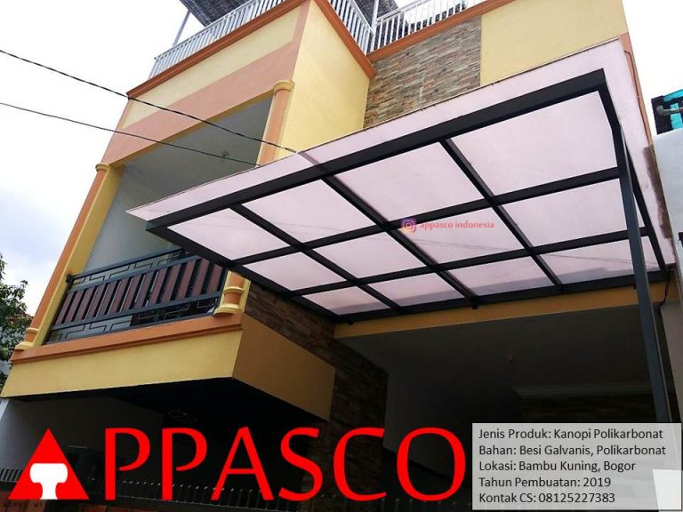 Kanopi Polikarbonat Galvanis di Bambu Kuning