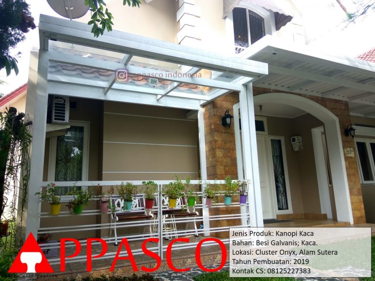 Kanopi Kaca Minimalis Besi Galvanis di Cluster Onyx Alam Sutera BSD