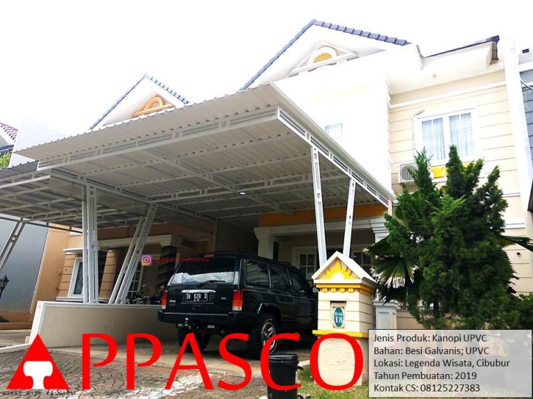 Kanopi Minimalis Atap UPVC Tiang V Besi Hollo Galvanis di Legenda Wisata Cibubur