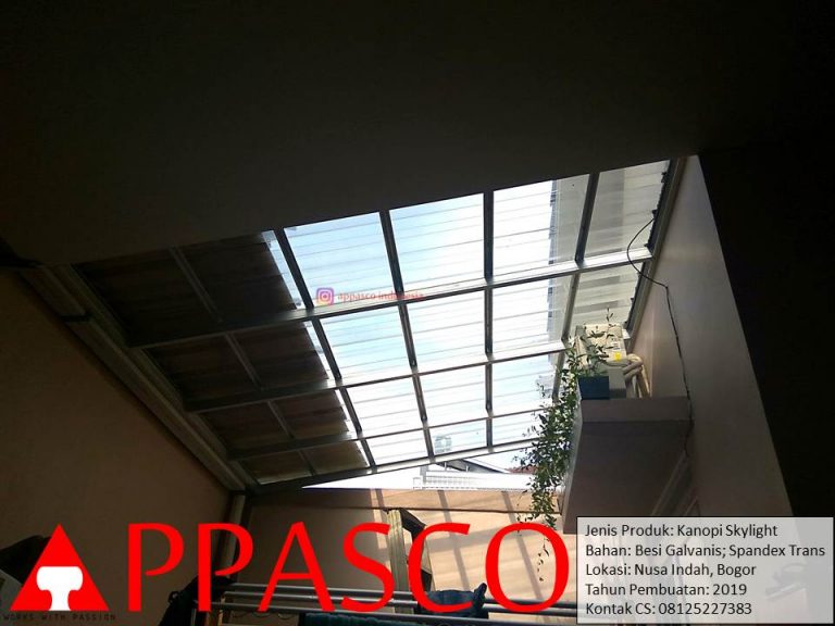Kanopi Skylight Atap Spandek Transparan yang Cantik di Nusa Indah Bogor