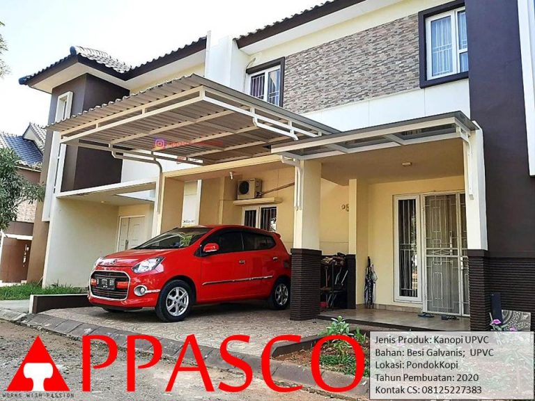 Kanopi Besi Galvanis Atap UPVC di Pondok Kopi