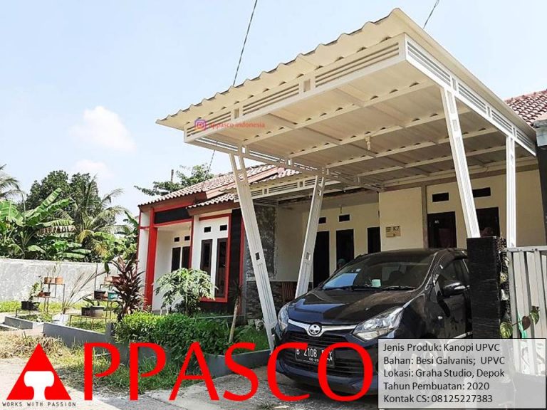 Kanopi Minimalis Modern Atap uPVC di Graha Studio Depok